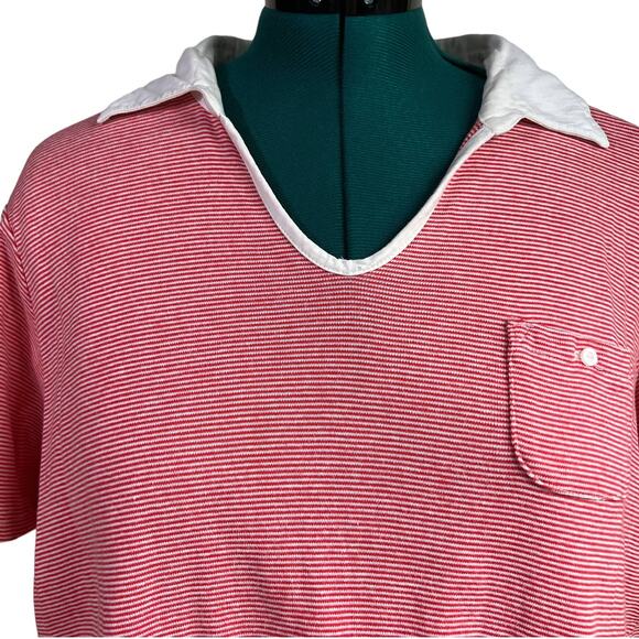 Just My Size Collared Red White Striped Tee Shirt Plus Size 18W/20W Short Sleeve - Picture 4 of 12